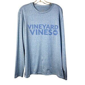 Vineyard Vines Long Sleeve Performance Space Dye Blue Tee T-shirt Men's M Medium